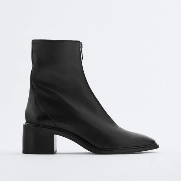 Zara Shoes - 🔥SALE🔥NEW ZARA Zipper LEATHER HEELED ANKLE BOOTS